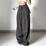 discover style ideas Spring and Summer New Trendy Fashion Retro Street Loose Low Waist Solid Color Woven Pants