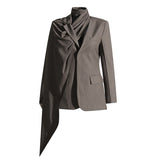 dti outfits Maillard Small Suit for Women 2024 Autumn New Personalized Multi-Wear Shawl Design Long Sleeve Suit Jacket