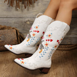 fall boots Plus Size Martin Boots for Women Autumn and Winter New Pointed Embroidered Chunky Heel High Heel Knight Boots High Boots