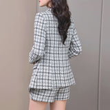 business casual outfits Autumn and Winter New Plaid Long-Sleeved Suit Jacket Women's Skirt Pants Two-Piece Suit Elegant Fashion Temperament Fashion