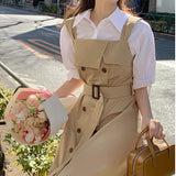 church outfit Chic Korean Style Workwear Sling Dress Shirt