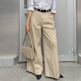 business casual outfits woman Khaki High Waist Wide Leg Suit Pants Women's Autumn Loose Straight Trousers New Elegant Commuter Style