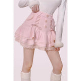y2k outfits Limo Snow Elf Winter Soft Glutinous Plush Lace-up Wool Cake Skirt Skirt New