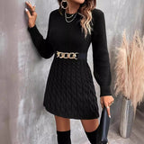 y2k outfits 2024 Fashion Slim-Fit Slimming Knitted round Neck Pullover Dress without Belt