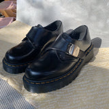 90s fashion  New Buckle Leather Shoes Cute round Toe Platform Casual All-Match Single-Layer Shoes