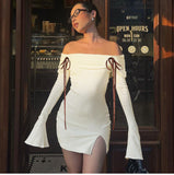 Fashionkova Marley Off-Shoulder Ribbon Mini Dress