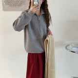 2000s fashion Women's Korean-Style Casual Pullover Half Zipper Sweater 2024 Autumn and Winter Short Solid Color Thickened Sweater Top