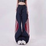 Fashionkova outfit inspo American Quick Drying Pants Jazz Dance Color Matching Sports Casual Drawstring Overalls Women's Thin Wide-Leg Pants