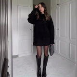 trending fall outfits  2024 Autumn Solid Color Casual College Style Knitwear Short Group Suit Women