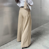 business casual outfits woman Khaki High Waist Wide Leg Suit Pants Women's Autumn Loose Straight Trousers New Elegant Commuter Style