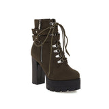 shoes Women's Boots Autumn and Winter Thick Heel Platform Shoes Stage Catwalk Platform Fleece-lined Rivet Women's Boots Short Boots