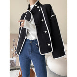 barn jacket outfits Sinan Noble Pearl Velvet Coat for Women 2024 Autumn and Winter New Contrast Color Bag Edge Stand Collar Short Coat Sn0593