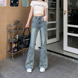 outfit inspo 2024 New American Style Retro Brushed Star Skinny Jeans Women's Summer Slim Fit Slimming Straight Mop Pants Women