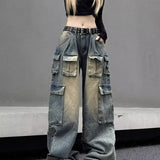 y2k outfits American Retro High Street Wide Leg Workwear Jeans Women's Autumn New Low Waist Loose Slimming Trousers Fashion