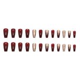 women’s fall fashion 2024 Flash Gold Pink Wine Red Bridal Manicure Mid-Length Fake Nails Holiday New Year Wear Nail Ins Style