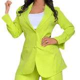 buisness casual women outfits chic 2024 Women's Elegant Solid Color Split Sleeve Lapel Suit Pocket Straight Pants Suit