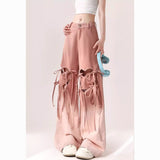 90s streetwear Dopamine Wear Pink Ripped Jeans Women's Summer Thin New Design Loose Slimming Wide Leg Pants