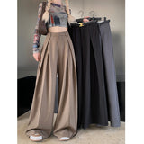 business casual outfits Fall 2024 This Year Popular Popular Loose High Waist Wide Leg Suit Pants Women's Casual Mopping Long Pants