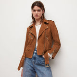 moto jacket outfit New Multi-Zipper hort Retro Maillard Leather Jacket Fashionable High-End Street Brown Leather Jacket Autumn Women