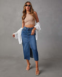 midi skirt outfit fall Sexy Hot Girl Skirt A- Line Split Slimming Denim Skirt 2024 Spring and Summer