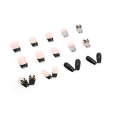 fine hood black men Autumn and Winter Dark Wear Nail Pearl Bow Elegant Sweet Cool Girl Nail Beauty Piece White Nails