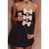 dress with bow 2024 Women's Hot Selling Dress Sexy Backless Short Skirt Fashion Bow Design Tube Top Dress Female