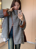 fashion outfits French Striped Irregular Shawl Woolen Coat for Women Autumn and Winter New Fashionable Temperament Loose Slimming Top