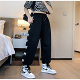  Spring 2024 New Gray Sports Pants Summer Thin Ankle-Tied Chubby Girl Loose Wide-Leg Pants Sweatpants for Women Spring and Autumn