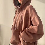 Fashionkova Solid Color Half Zip Up Oversized Hoodie