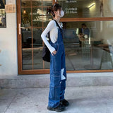 outfit inspo Star Denim Suspender Pants American Retro Autumn National Fashion Design Wide Leg Loose Casual Overalls