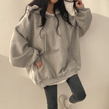 Fashionkova Solid Color Half Zip Up Oversized Hoodie