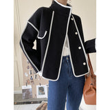 barn jacket outfits Sinan Noble Pearl Velvet Coat for Women 2024 Autumn and Winter New Contrast Color Bag Edge Stand Collar Short Coat Sn0593