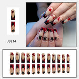 women in black costume Diamond Ballet Nail Red and Black Color Matching Star Nail Beauty Piece Wear Nail Detachable Manicure