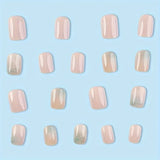 short mens haircut Hot Fashion Simple Pink Green Gradient Classic All-Match White Manicure Detachable Wear Nail Fake Nails