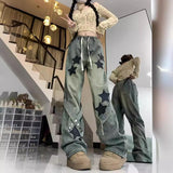 grunge outfits Star Jeans Women's Autumn and Winter New Loose High Waist Slimming Design Sense Niche Straight Wide Leg Pants Ins