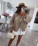 outfit ideas for school round Neck Lace-up Knitted Cardigan Coat 2024 Autumn and Winter New Pure Color Commuter Simple Sweater for Women