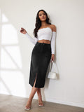 midi skirt outfit fall Sexy Hot Girl Skirt A- Line Split Slimming Denim Skirt 2024 Spring and Summer