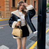 family photo outfits winter Women's Autumn and Winter New Fashion Cashmere Leather Fur Collar Composite Mid-Length Coat Leather Coat