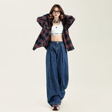 1980s fashion trends  Women's American Blue Wide Leg Jeans Women's Autumn and Winter High Waist Loose Draping Mop Pants