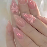 pink panther costume 2024 Korean Style Wear Nail Pure Handmade Pink Fresh Cute Bow Gradient Fairy Handmade Wear Nail