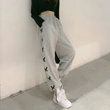  Spring 2024 New Gray Sports Pants Summer Thin Ankle-Tied Chubby Girl Loose Wide-Leg Pants Sweatpants for Women Spring and Autumn