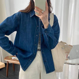 social worker outfits Denim Shirt Women's Long Sleeve 2024 Spring and Autumn New Korean Style Loose Casual Shirt Fashionable All-Matching plus Size Top outside