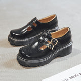 90s fashion men Beautiful Foot Power Retro Brogue Women's Shoes Thick-Soled Mori Women's Japanese Mary Jane Single-Layer Shoes Cute Big Toe JK Small Leather Shoes