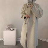 birkenstock clogs outfit fall 2024 New Korean Style Stand Collar Single-Breasted Double-Sided Cashmere Coat Mid-Length Autumn and Winter Thickened Wool Coat for Women
