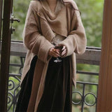 dti outfits Retro Sweater Women's Loose Slimming Scarf Collar Coat Autumn and Winter New Lazy Style Knitted Cardigan