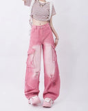 Fashionkova Rebel Cargo Jeans in Pink