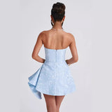 Fashionkova unique hoco dresses Summer Style Tube Top Elegant Waist Jacquard Sexy off-Shoulder Backless Bow Dress Mini Dress