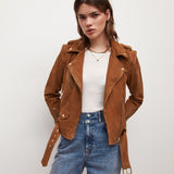 moto jacket outfit New Multi-Zipper hort Retro Maillard Leather Jacket Fashionable High-End Street Brown Leather Jacket Autumn Women