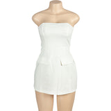 avant garde dress to impress A176ds Summer New Solid Color Sleeveless Sexy Tube Top Slim High Waist Short Dress