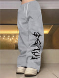 comfy school outfits New Loose Style Letter Print Elastic Drawstring Waist Sports Pants for Men and Women